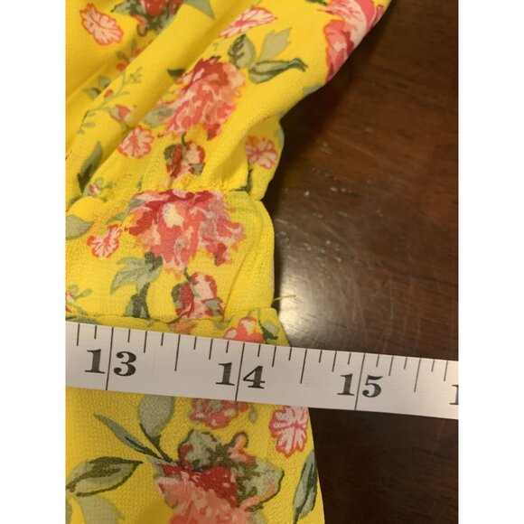 No Frills Los Angeles Yellow Floral Babydoll Cottage Maxi Dress L - Picture 6 of 9